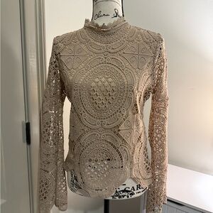 Elegant Lace Beige Top